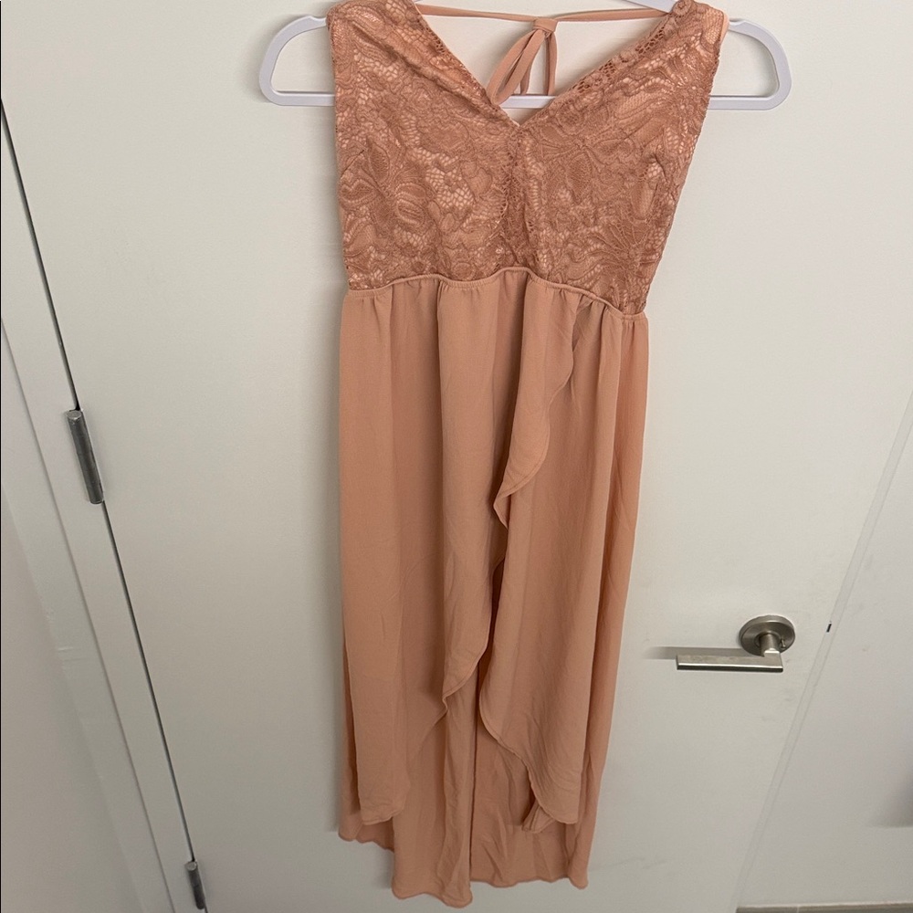 Privy Peach High Low Lace Dress